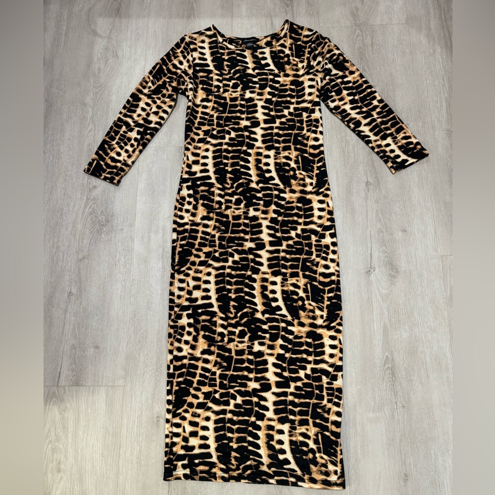 🐆 NWOT! SEDUCTIONS Bodycon Stretch Dress Striking Cheetah Animal Print Pattern